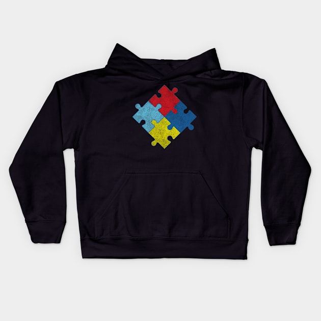 Autism Awareness Puzzle Pieces Vintage Kids Hoodie by Flippin' Sweet Gear